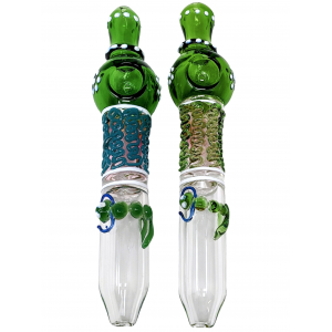 8.5" Gold Fumed Inner Pinch Reptile Squiggle Line Steamroller Hand Pipe - (Pack of 2) [STJ87]
